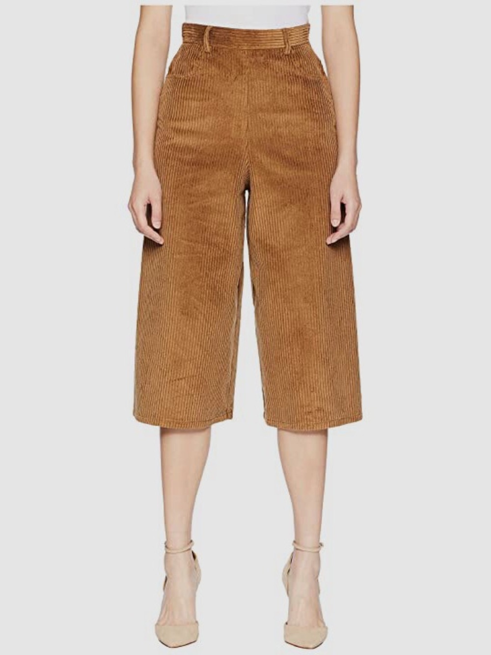 See By Chloe Camel Corduroy Culottes Wide-Leg Pants